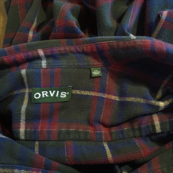 Orvis XXL Button Up Shirt Long Sleeve Plaid Perfect Flannel - Picture 3 of 5